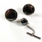 Silvertone & Black Cufflinks & Tie Tac Unbranded 4716