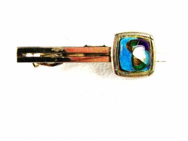Silvertone & Dichroic Glass Tie Clasp Unbranded 3616