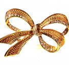 Sparkley Goldtone & Rhinestone Bow Brooch by Roman 73115