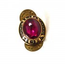 Vintage Gold Tone & Red Birthday Stone July Ruby Pin 92016