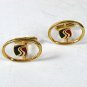 Vintage Gold Tone Blue Red Letter S Cufflinks 81916