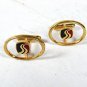 Vintage Gold Tone Blue Red Letter S Cufflinks 81916