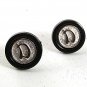 Vintage Silvertone Black Initial / Letter D Cufflinks 81617