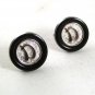 Vintage Silvertone Black Initial / Letter D Cufflinks 81617