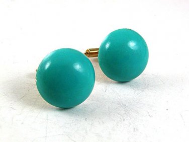 Vintage Goldtone & Blue Cufflinks 102817