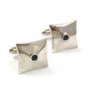 Vintage Silvertone & Blue Cufflinks By HICKOK USA 33017