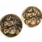 1970's Goldtone 3 Horses Stallions Cufflinks By PIONEER 41917