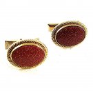 Vintage 1960's Goldtone Goldstone Cufflinks 8417