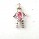 Sterling Silver & Pink Oval Charm 82217