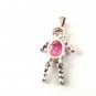 Sterling Silver & Pink Oval Charm 82217