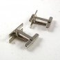 Vintage Silver Tone & Red Cufflinks By MANLEIGH 1317