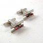Vintage Silver Tone & Red Cufflinks By MANLEIGH 1317