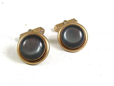 Vintage Goldtone & Gray Cufflinks By SWANK 102817