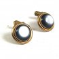 Vintage Goldtone & Gray Cufflinks By SWANK 102817