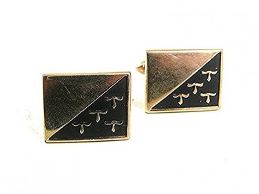 Vintage Black & Goldtone Cufflinks By SWANK 102417