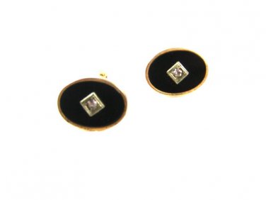 Gold Tone & Black Cufflinks by ANSON 11116