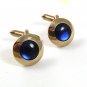 Deco Goldtone & Blue Cufflinks By SWANK 33017