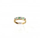 Sterling Silver Vermeil Sparkly White Green Rhinestones Band Ring Sz 4 61016