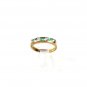 Sterling Silver Vermeil Sparkly White Green Rhinestones Band Ring Sz 4 61016