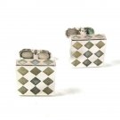 Silver Tone & White Checkered Dress Cufflinks 62416