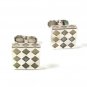 Silver Tone & White Checkered Dress Cufflinks 62416