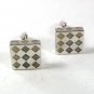 Silver Tone & White Checkered Dress Cufflinks 62416