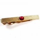 1960's Goldtone & Red Dressy Tie Clasp Unbranded.101615