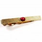 1960's Goldtone & Red Dressy Tie Clasp Unbranded.101615