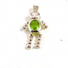 Sterling Silver & Green Oval Charm 82217