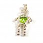 Sterling Silver & Green Oval Charm 82217