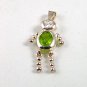 Sterling Silver & Green Oval Charm 82217