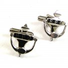 Vintage Silvertone Initials / Letters R.P.C. Door Knocker Cufflnks 91417