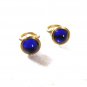Art Deco Gold Tone & Blue Cabachon Cufflinks Unbranded Pat No. 1950711 11116