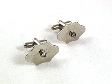 1960's Silvertone & Rhinestone ??? Dress Cufflinks 41917