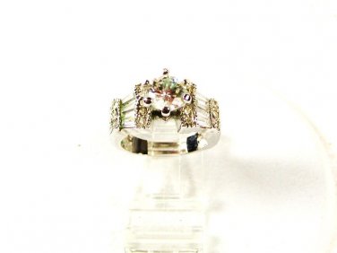 Silvertone Clear Sparkly Stones Engagement Ring Size 7 1/2 Unbranded 33116