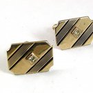 Vintage Goldtone & Black & Stone Dressy Cufflnks 91417