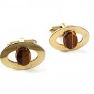Vintage Goldtone & Tiger Eye Cufflinks 33017