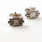 Deco Silver Tone Cufflinks By HICKOK U.S.A. 9116