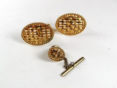 Goldtone Cufflinks & Tie Tac Unbranded 4716