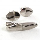 Vintage Silvertone Cufflinks & Tie Clasp By SPEIDEL USA 82217