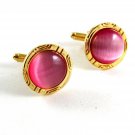 Unmarked Goldtone Pink Cufflinks 11062013et