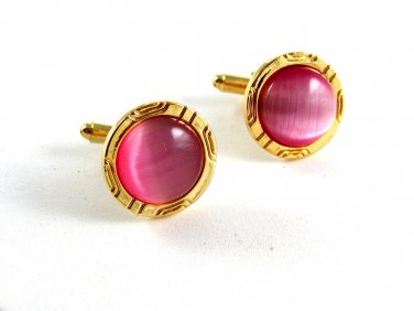 Unmarked Goldtone Pink Cufflinks 11062013et