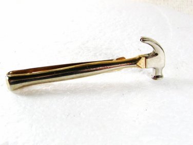 1950's - 60's Silvertone Goldtone Hammer Tie Clasp Unbranded 31916