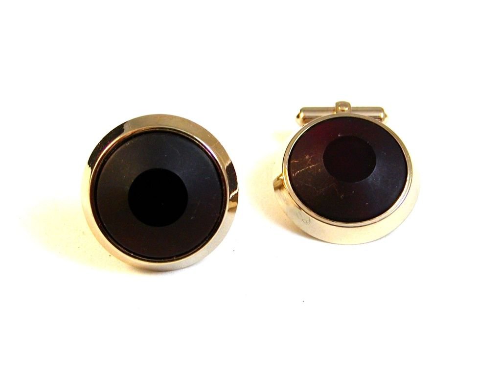 Vintage Destino 1/20th 12K G.F. Red Rhinestone Cufflinks