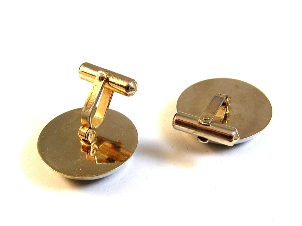 Vintage Destino 1/20th 12K G.F. Red Rhinestone Cufflinks