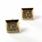 1950's Silver & Gold Tone Initial B Cufflinks By HICKOK USA 7116