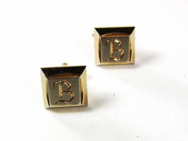 1950's Silver & Gold Tone Initial B Cufflinks By HICKOK USA 7116