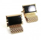 1970's Goldtone Black Wrap Around Cufflinks By SWANK 81617