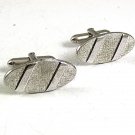 Vintage Oval Brushed Silvertone Cufflinks By SWANK 102817