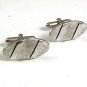 Vintage Oval Brushed Silvertone Cufflinks By SWANK 102817